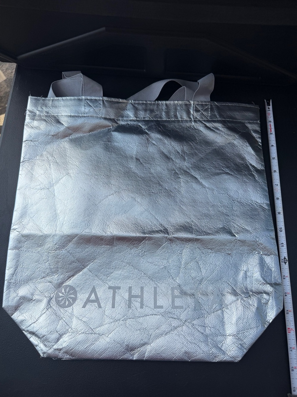 3 Athleta Metallic Silver Tote with Subtle Logo